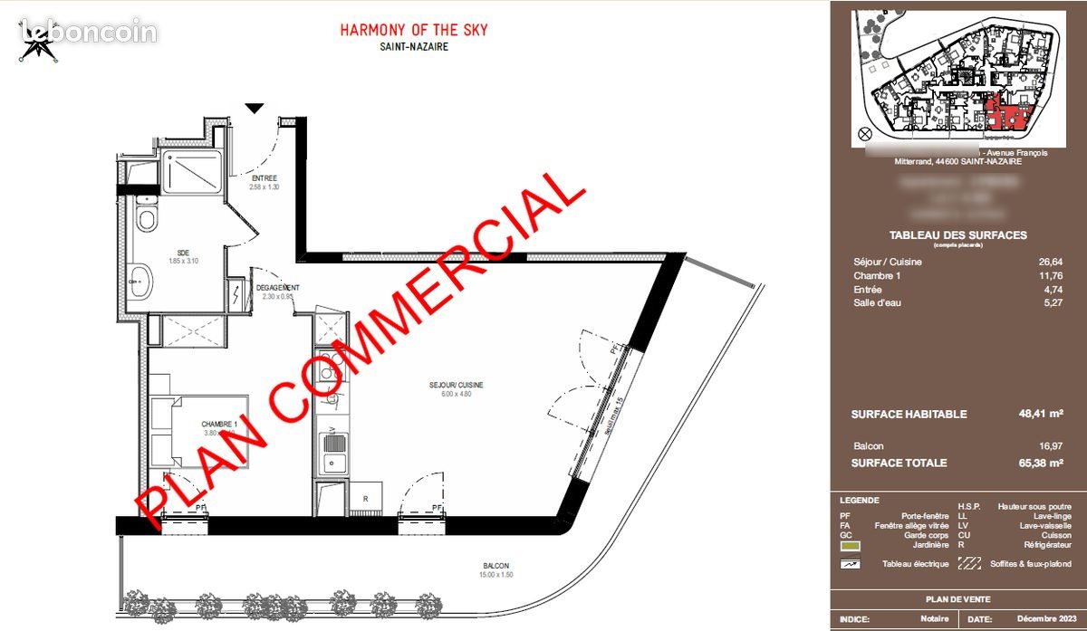Appartement à louer, 48m², Saint-Nazaire
