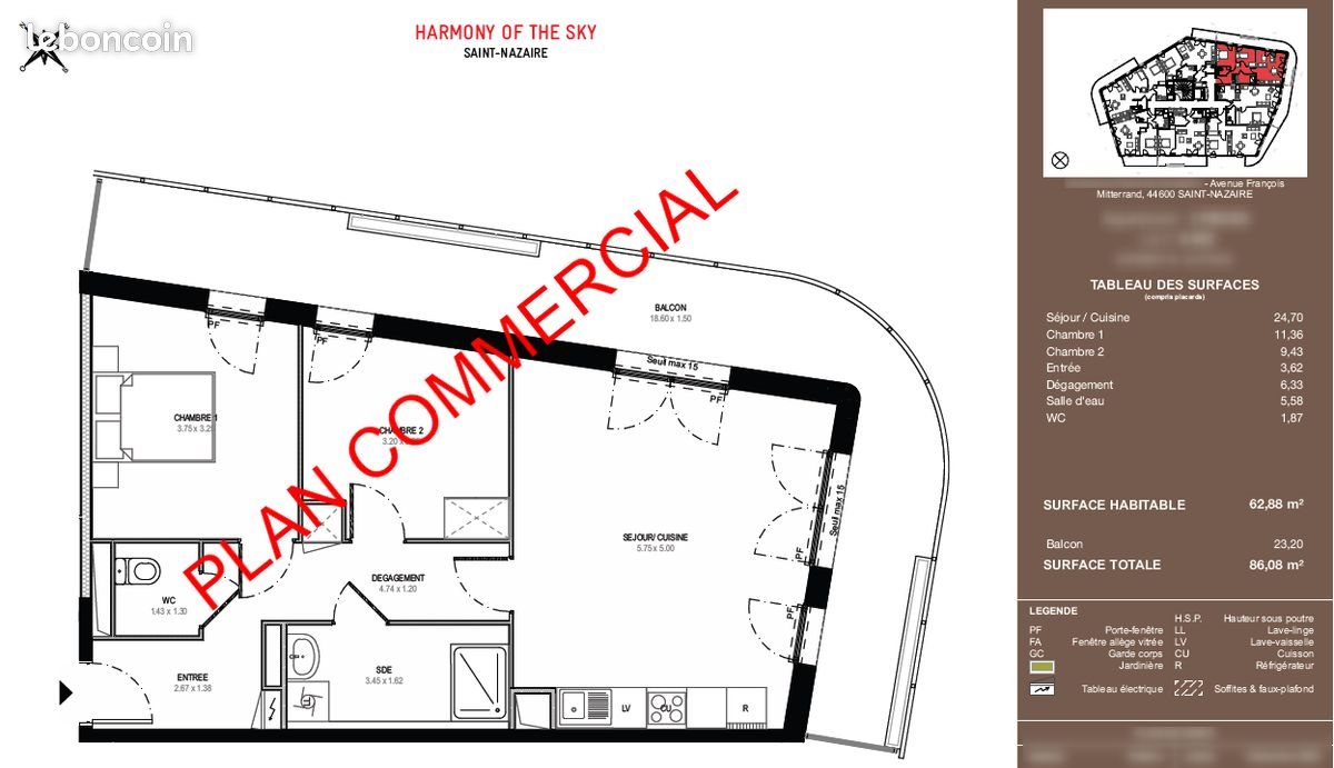 Appartement à louer, 63m², Saint-Nazaire