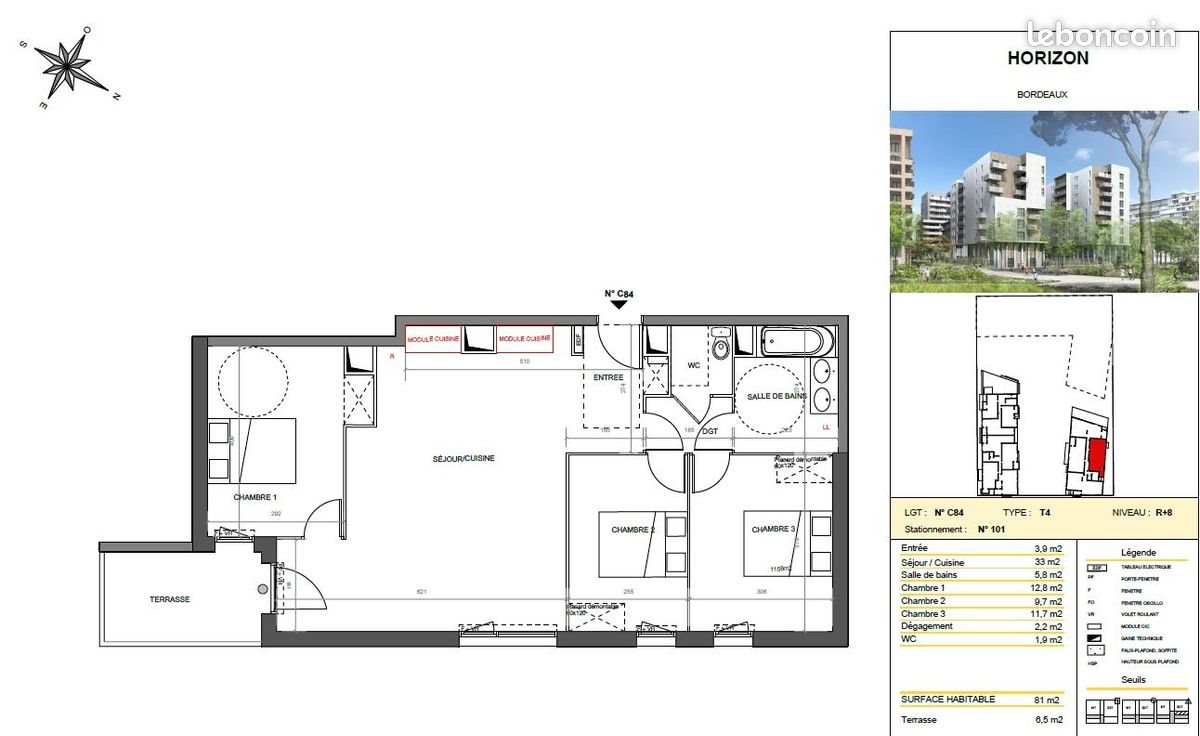 Appartement à louer, 81m², Bordeaux
