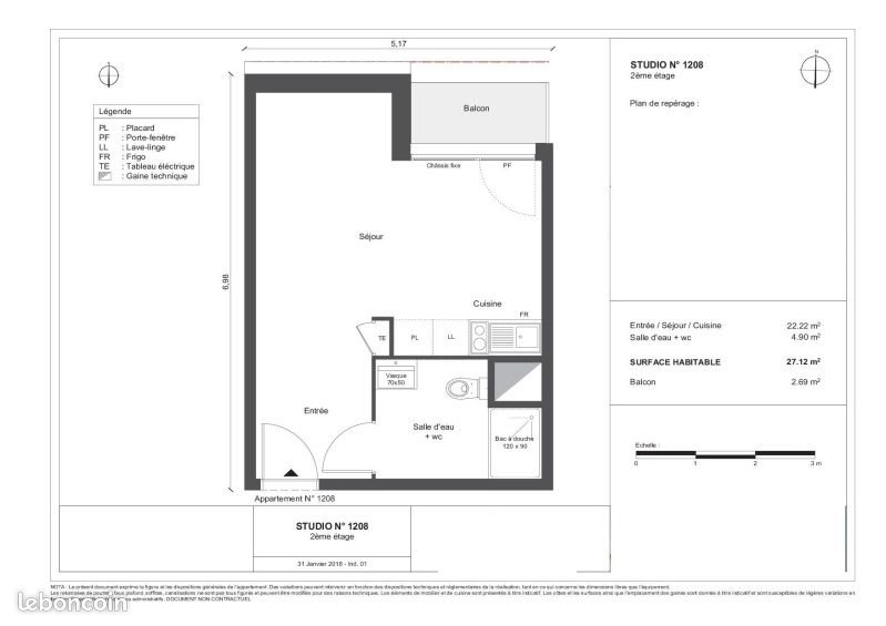 Appartement à louer, 27m², Villenave-d'Ornon