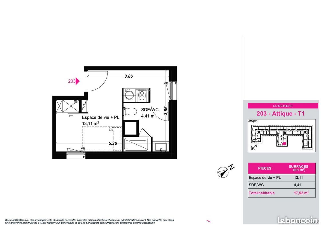 Appartement à louer, 17m², Franqueville-Saint-Pierre