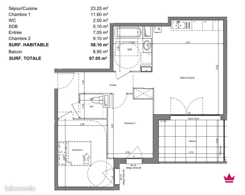 Appartement à vendre, 59m², Simandres