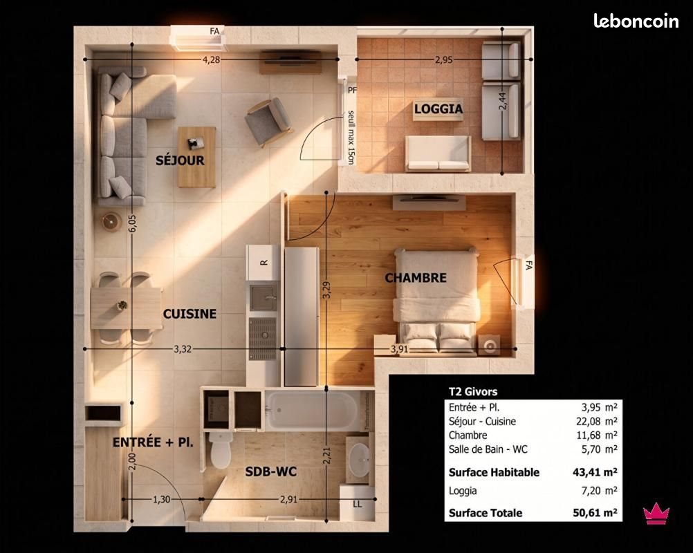 Appartement à vendre, 43m², Givors