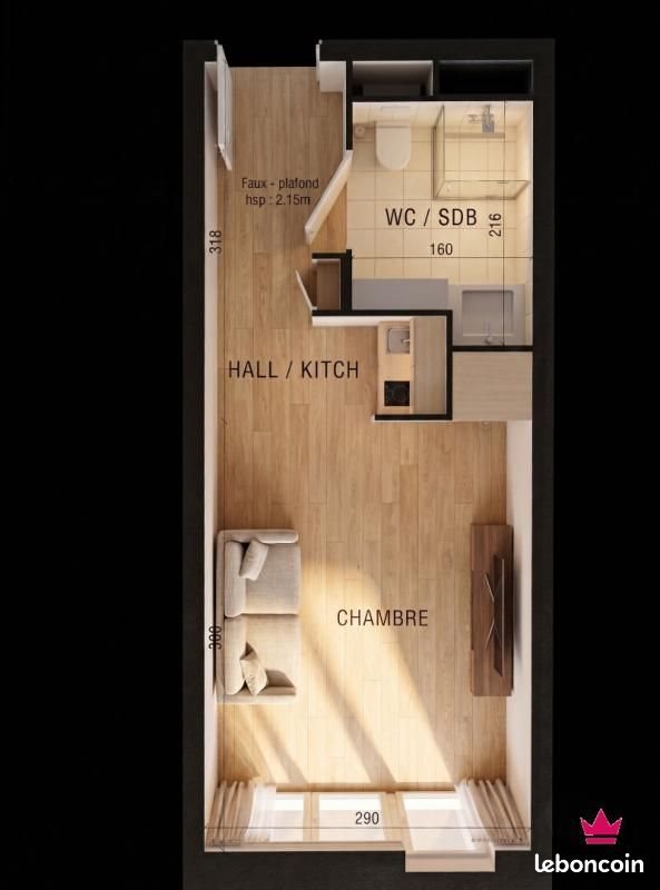 Appartement à vendre, 20m², Saint-Priest
