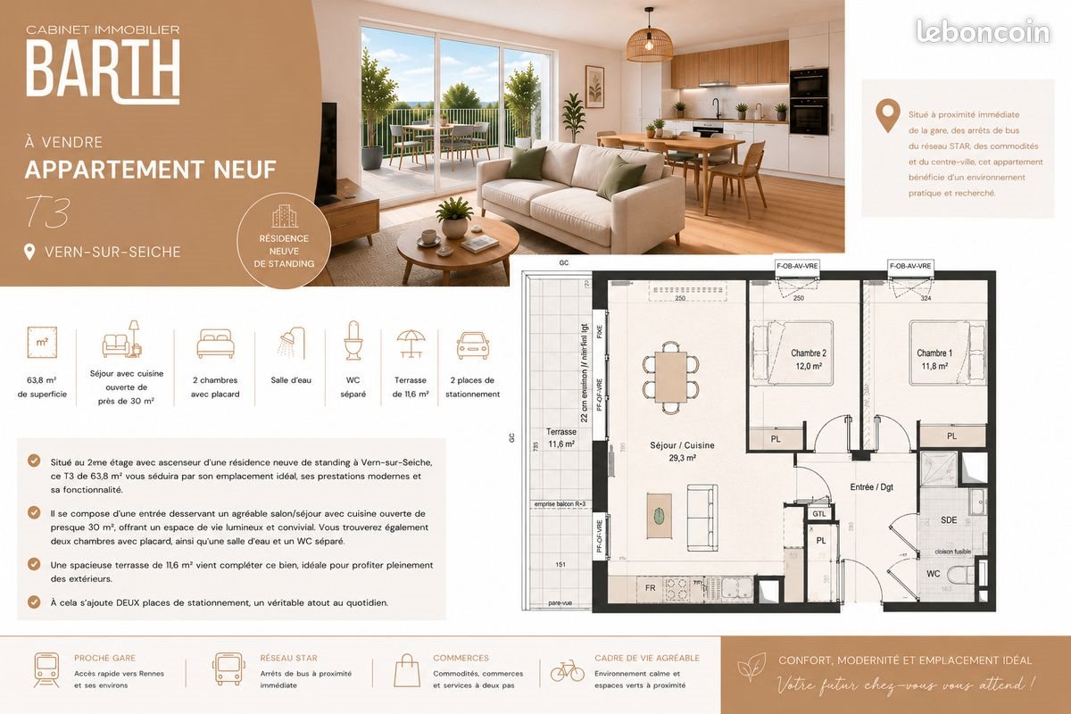 Appartement à vendre, 64m², Vern-sur-Seiche