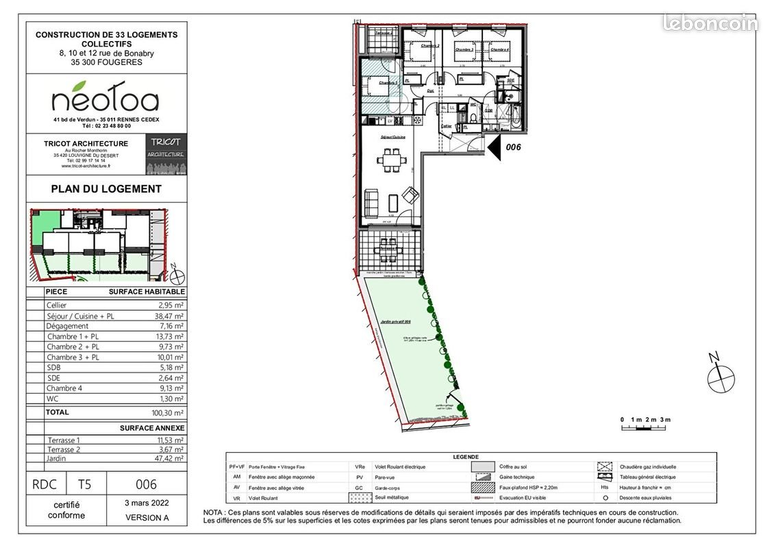 Appartement à vendre, 100m², Fougères