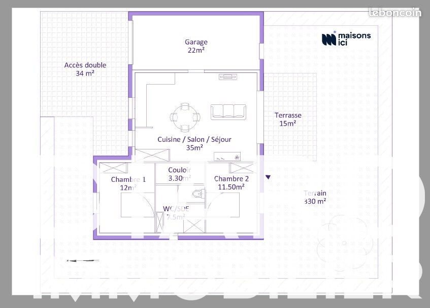 Maison à vendre, 70m², Le Pertre