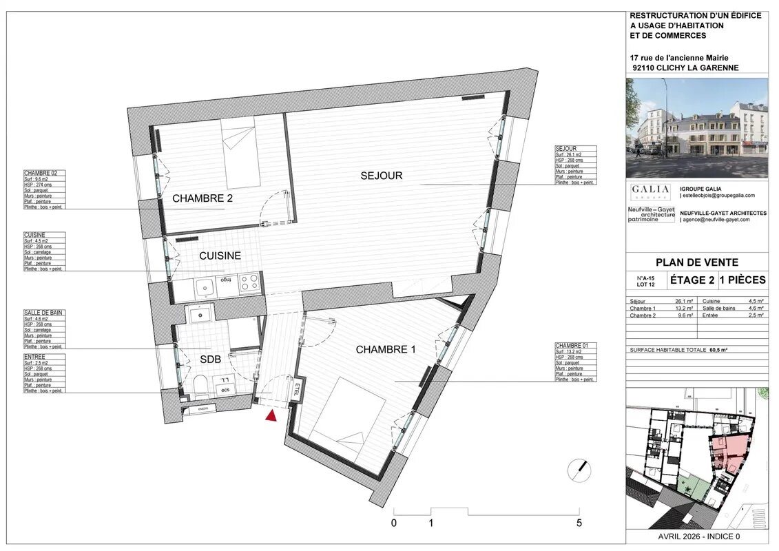 Appartement à vendre, 61m², Clichy