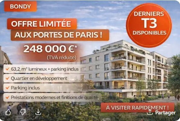 Appartement à vendre, 64m², Bondy