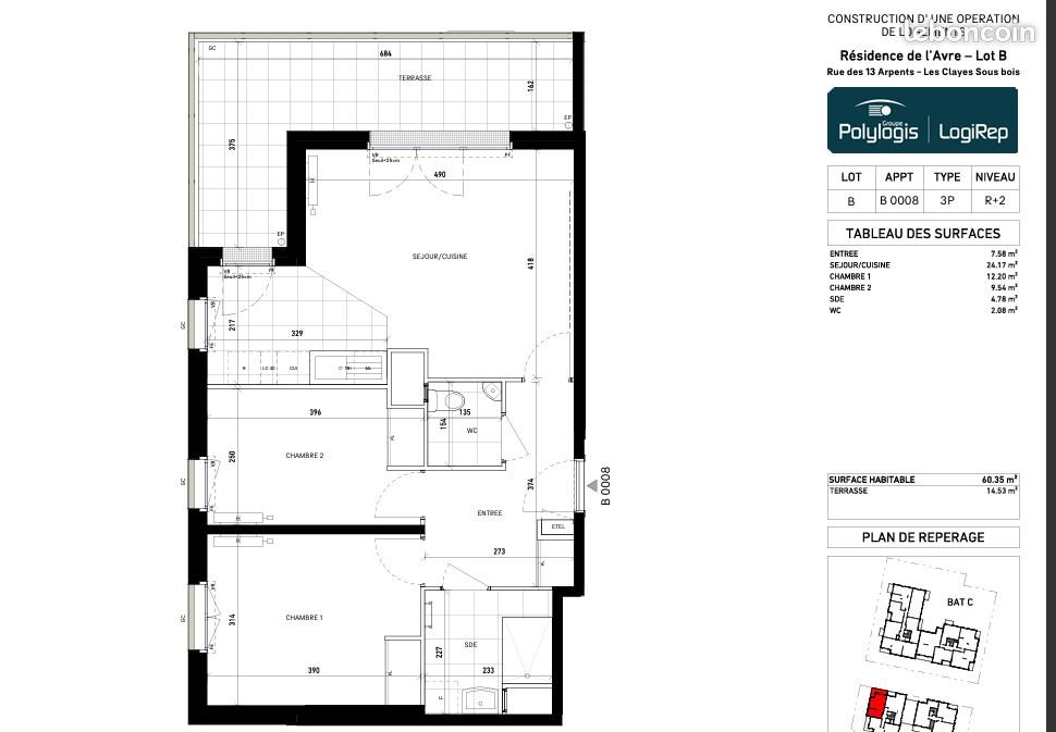Appartement à louer, 60m², Les Clayes-sous-Bois