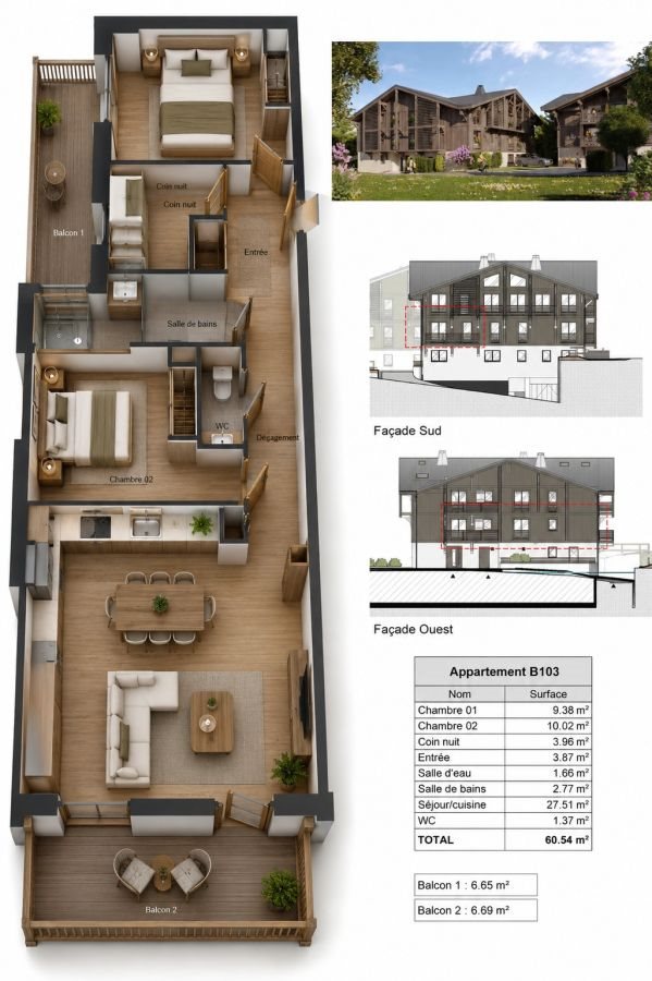 Appartement à vendre, 61m², Morillon