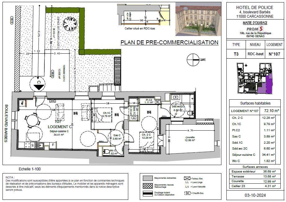 Appartement à vendre, 72m², Carcassonne