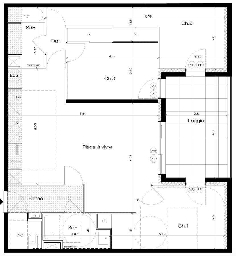 Appartement à vendre, 88m², Lattes