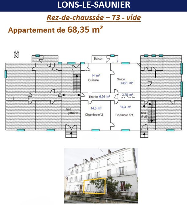 Appartement à vendre, 68m², Lons-le-Saunier