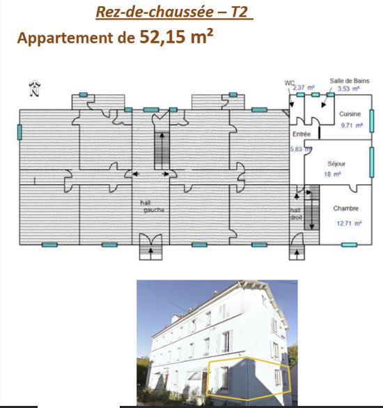 Appartement à vendre, 52m², Lons-le-Saunier