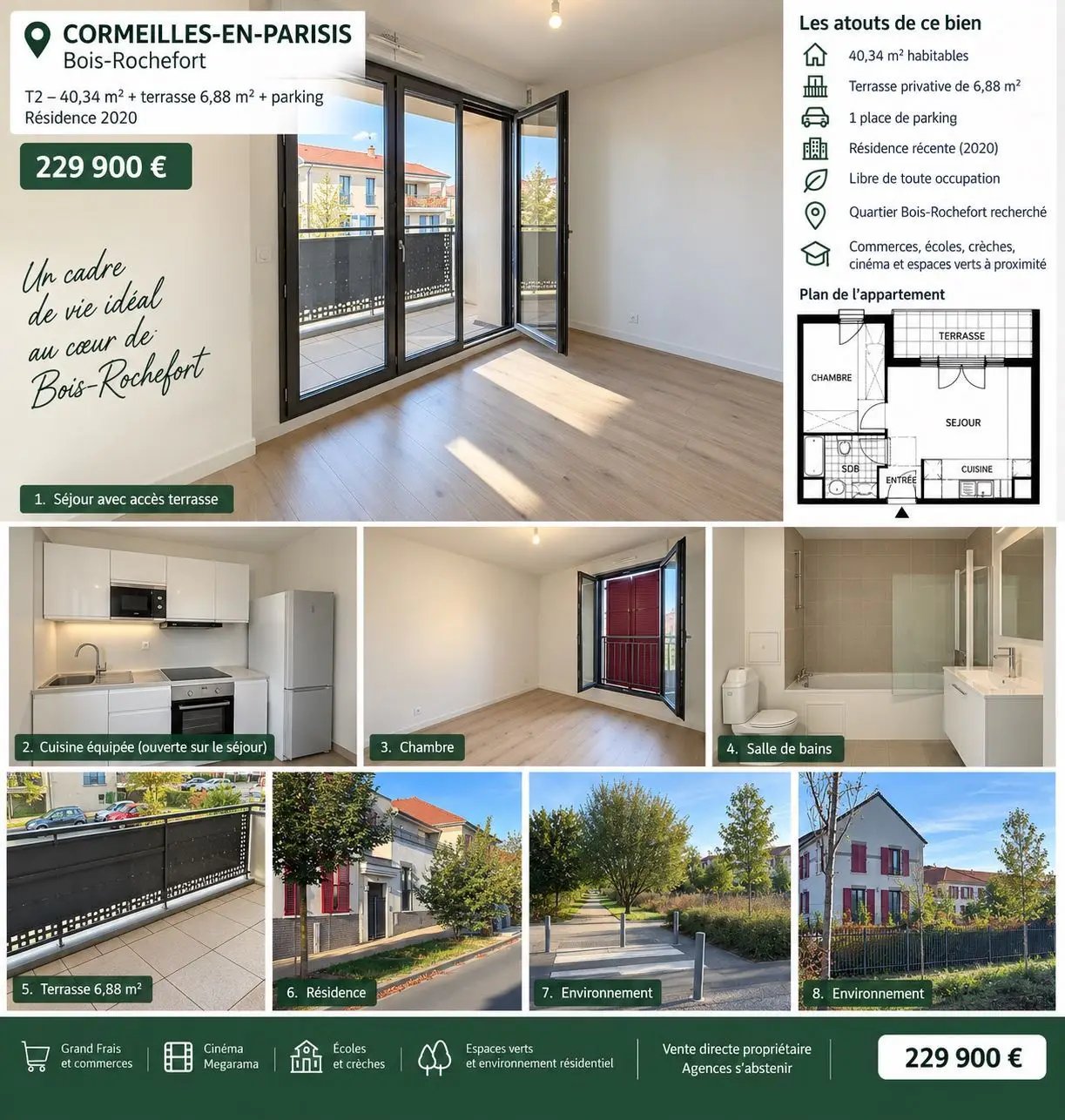 Appartement à vendre, 40m², Cormeilles-en-Parisis
