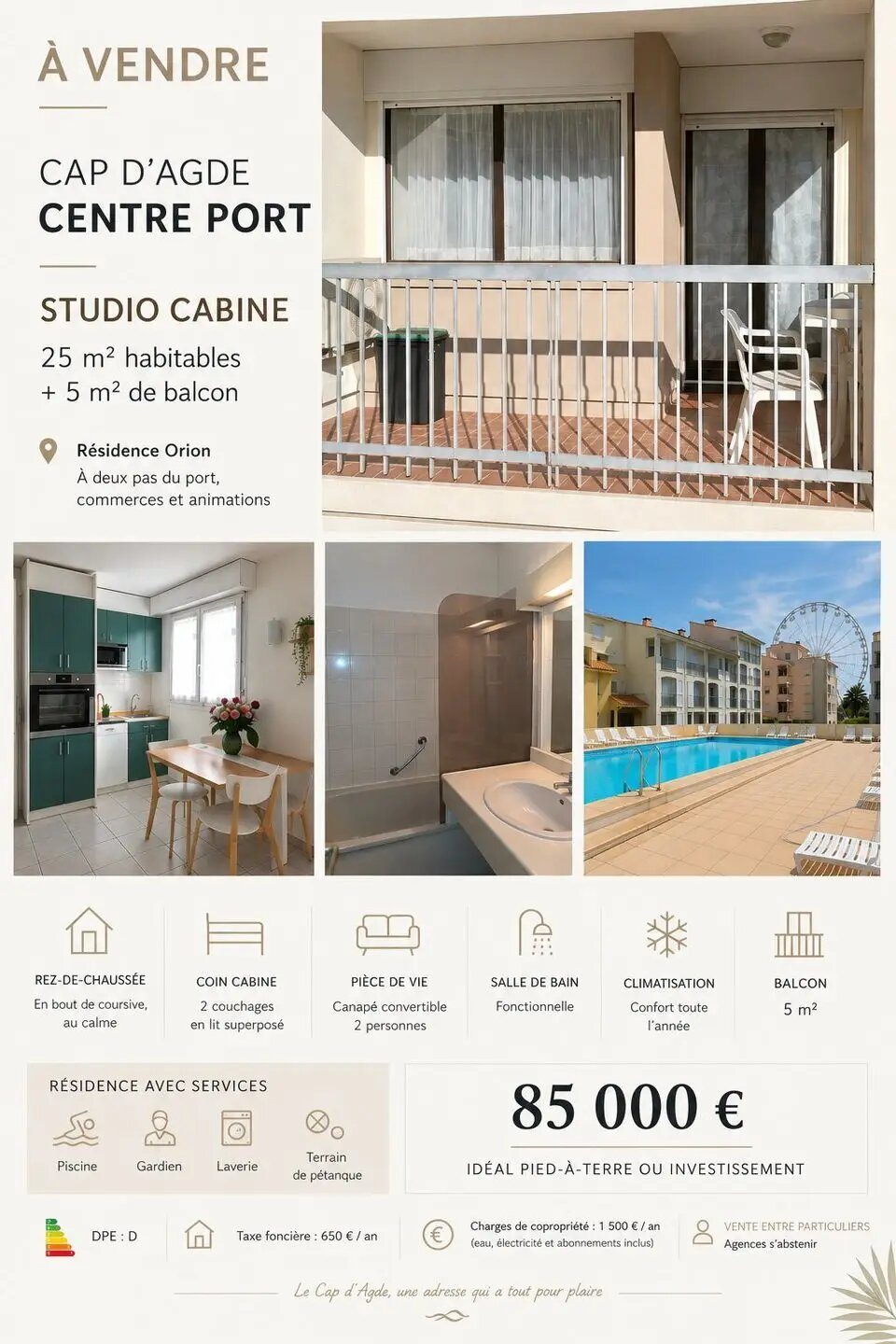 Appartement à vendre, 25m², Grau d'Agde
