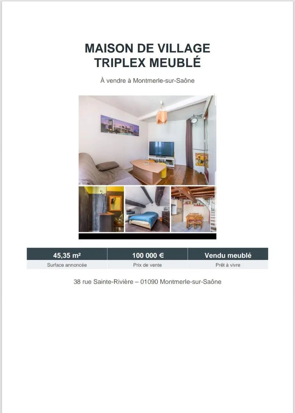 Maison à vendre, 45m², Montmerle-sur-Saône