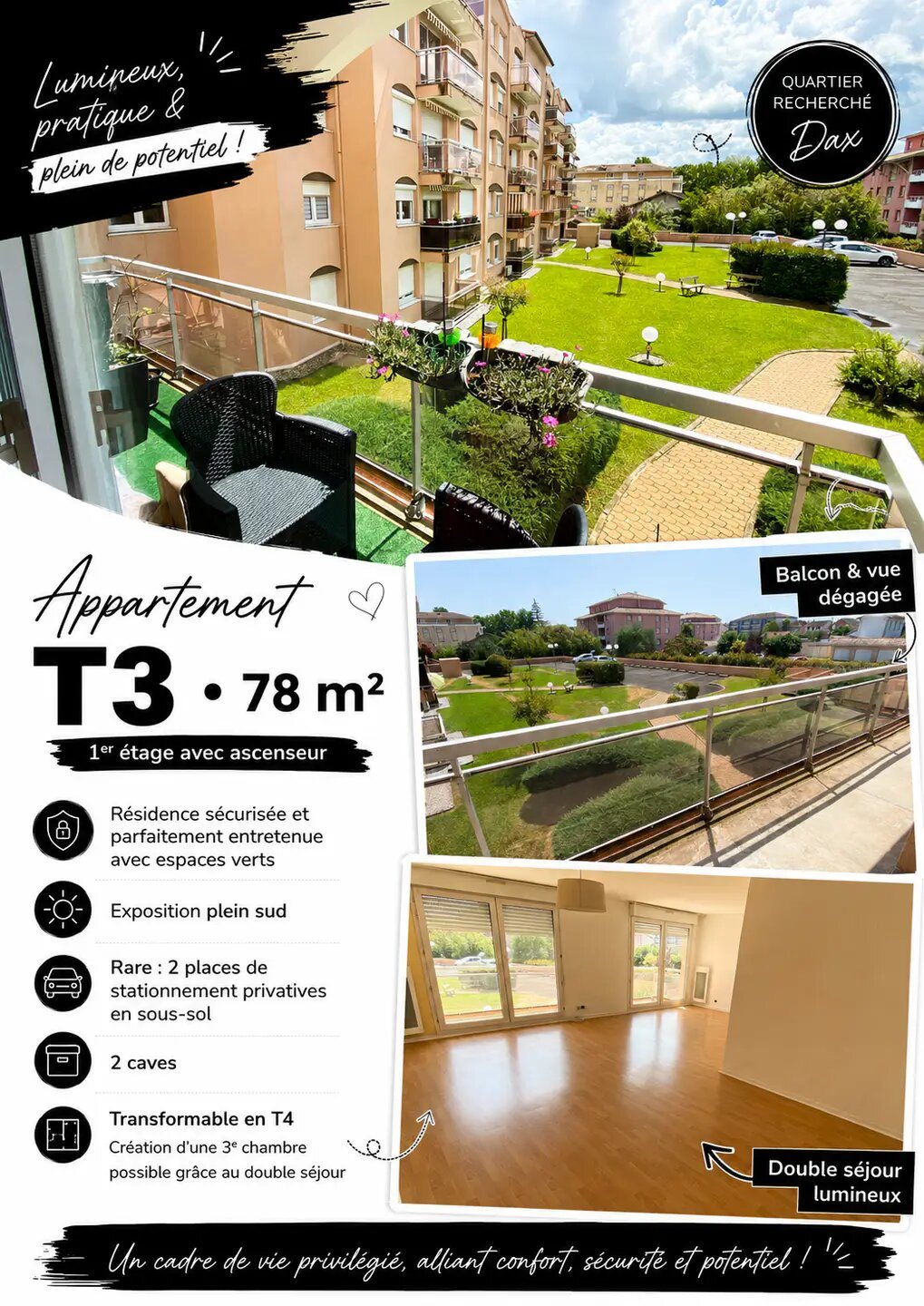 Appartement à vendre, 78m², Dax