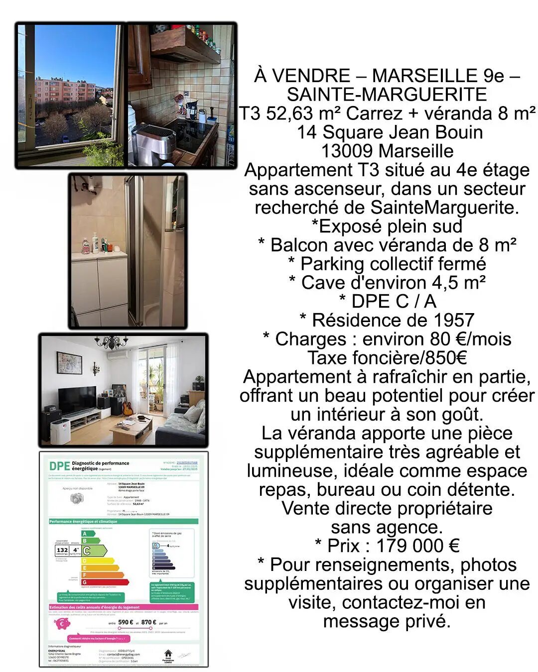Appartement à vendre, 53m², Marseille 9ème