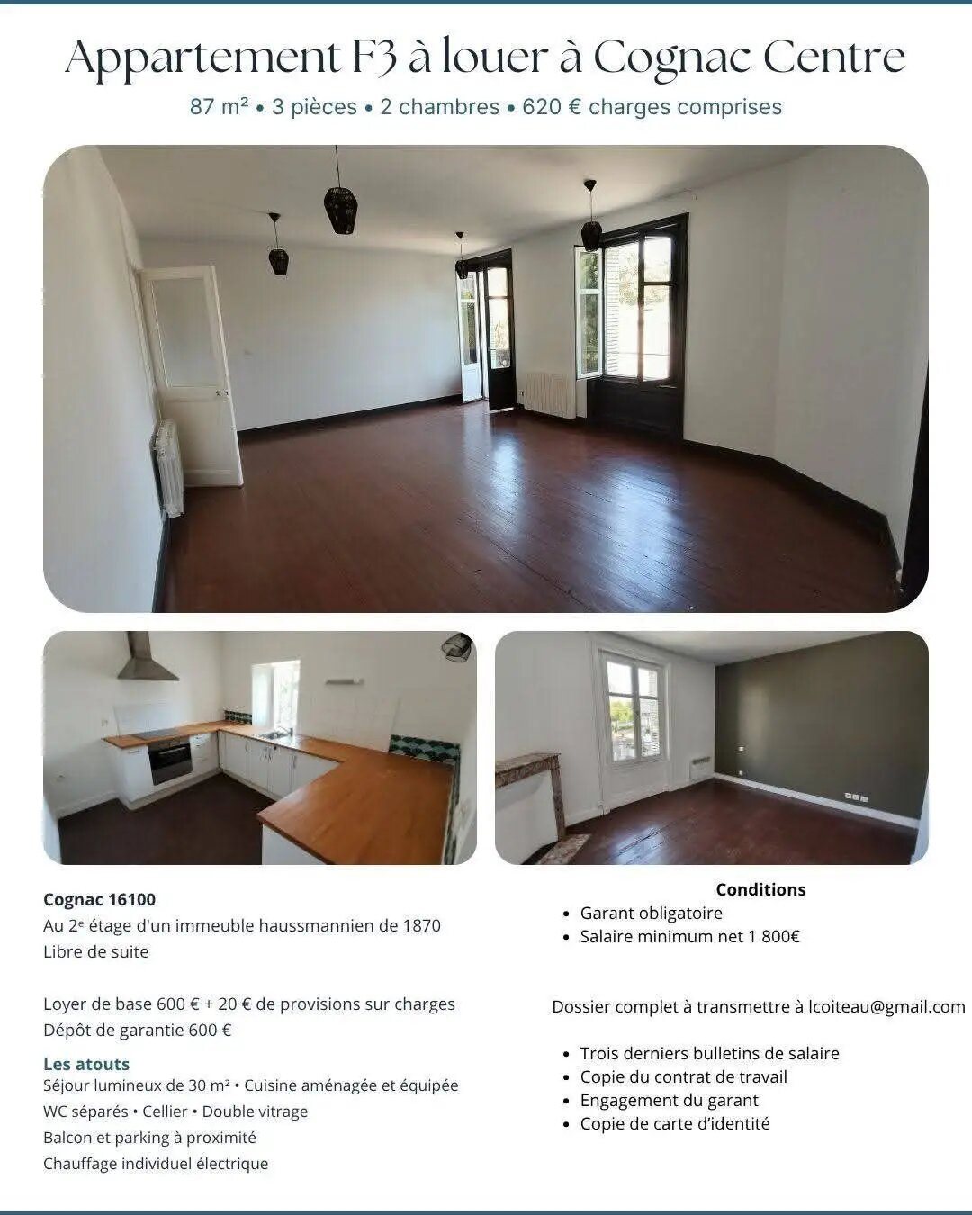 Appartement à louer, 87m², Cognac