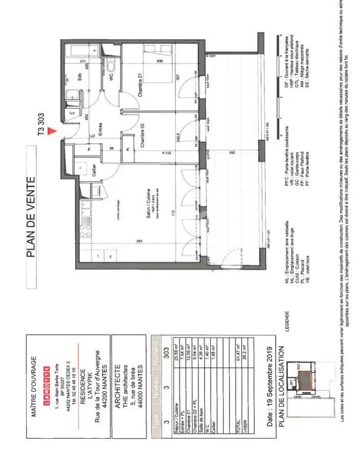 Appartement à louer, 61m², Nantes