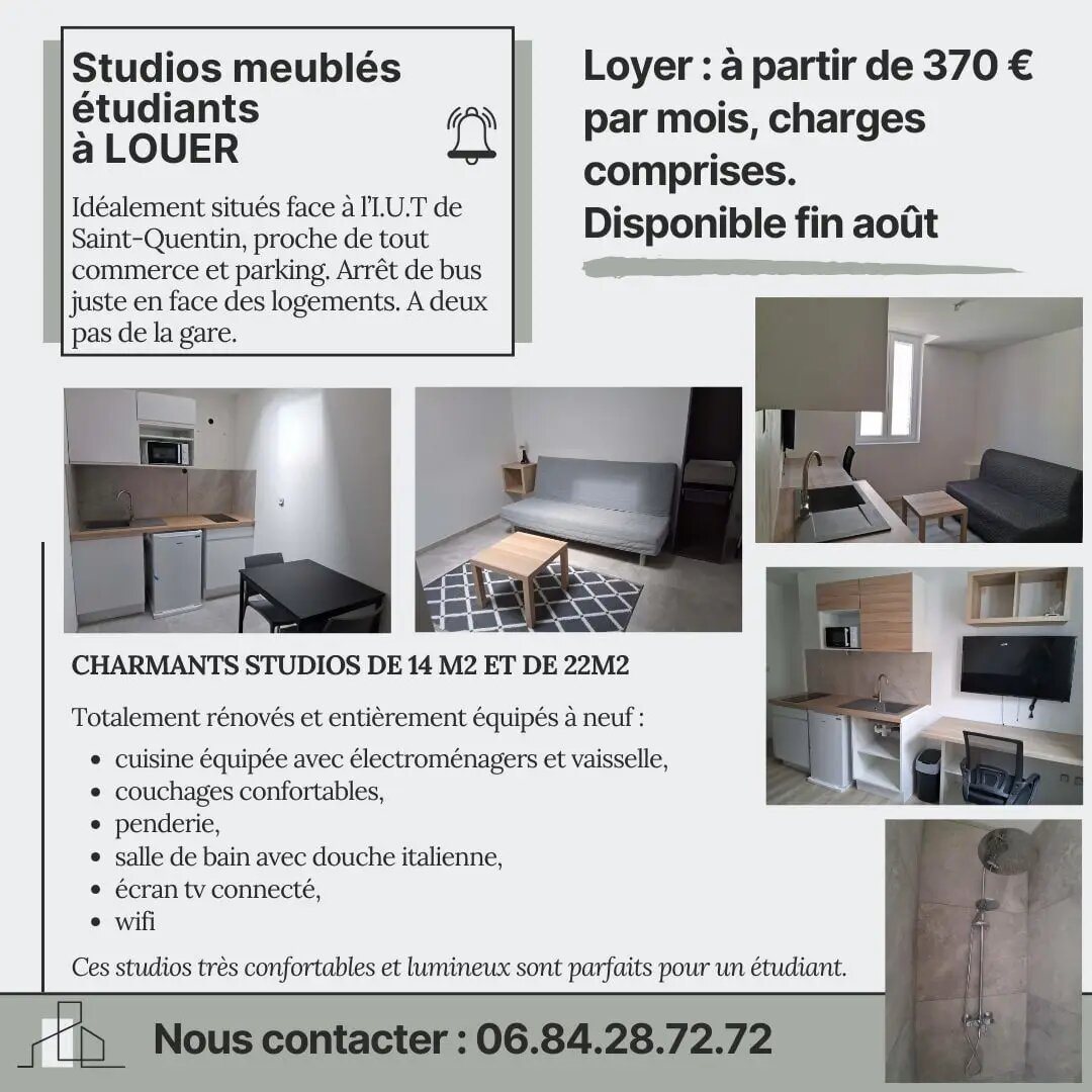 Appartement à louer, 22m², Saint-Quentin