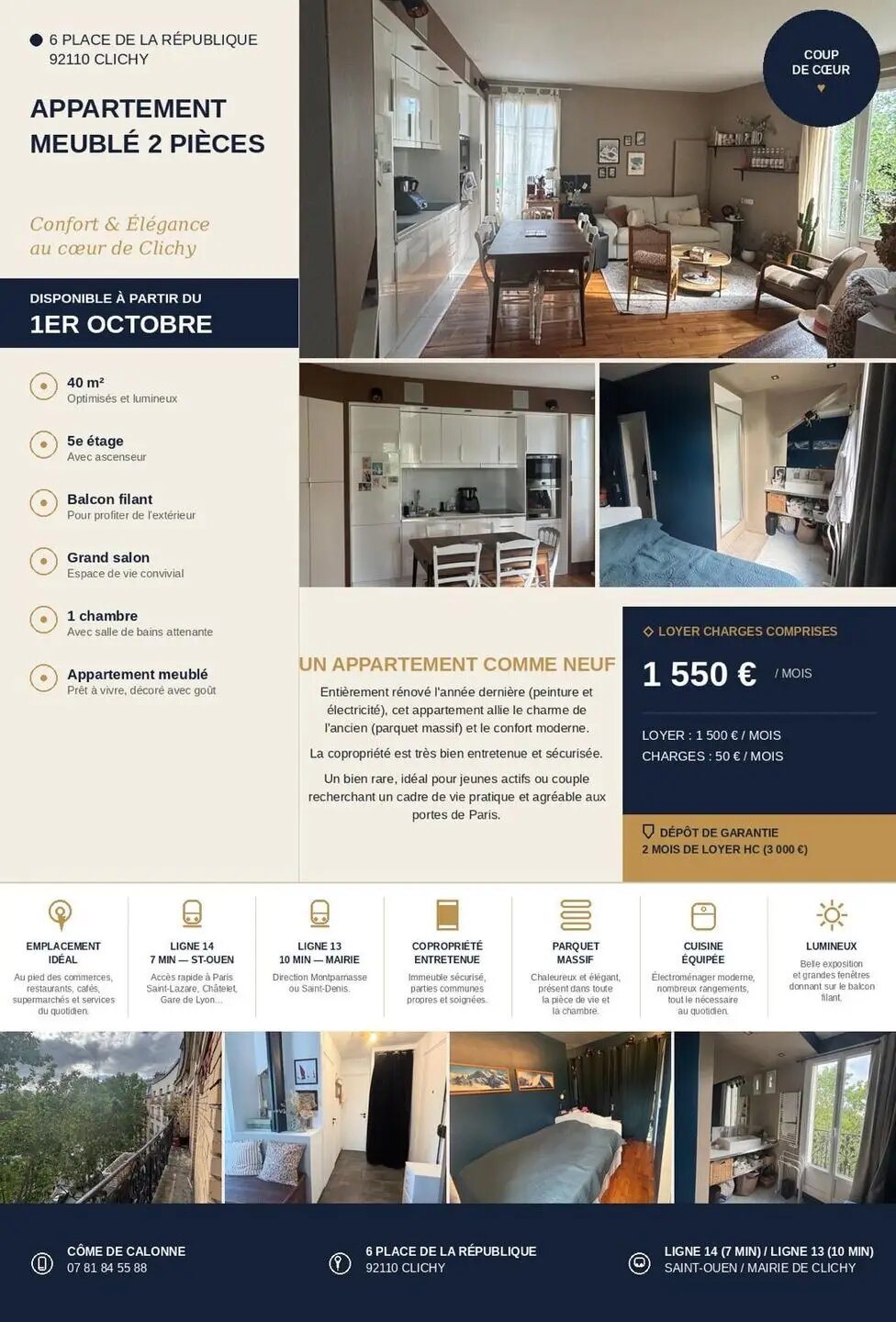Appartement à louer, 40m², Clichy