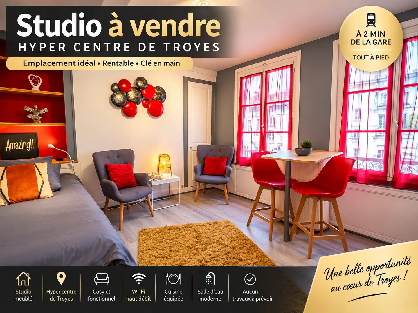 Appartement à vendre, 23m², Troyes