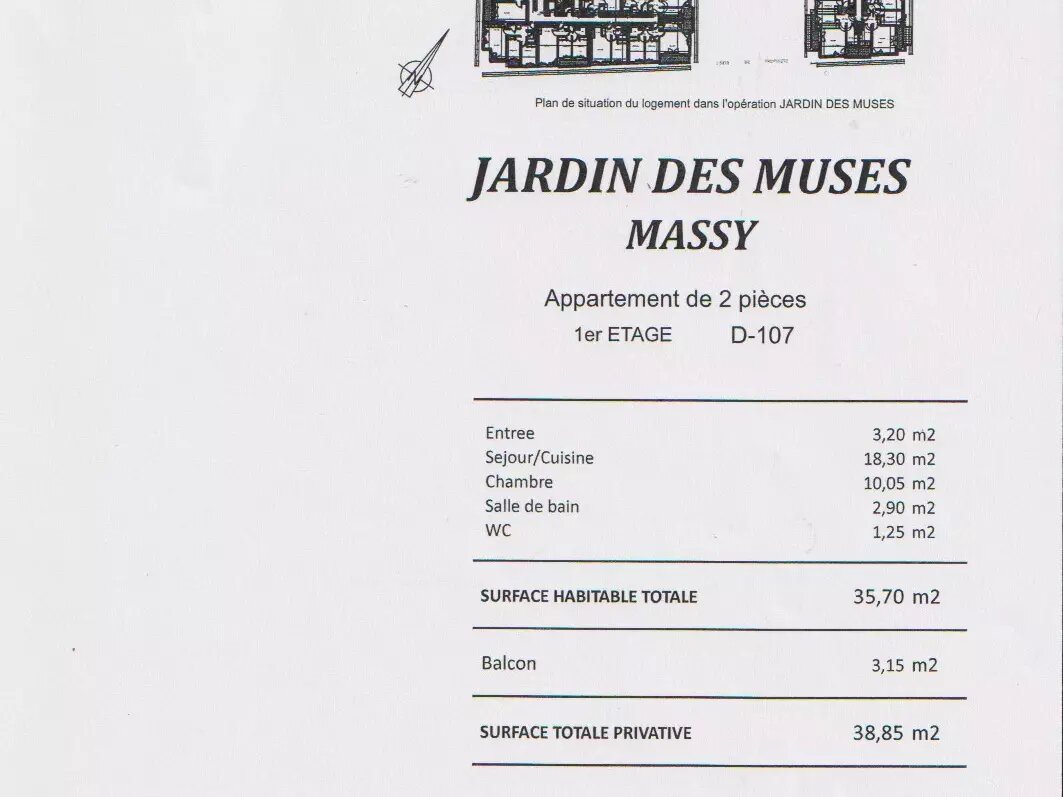 Appartement à vendre, 38m², Massy