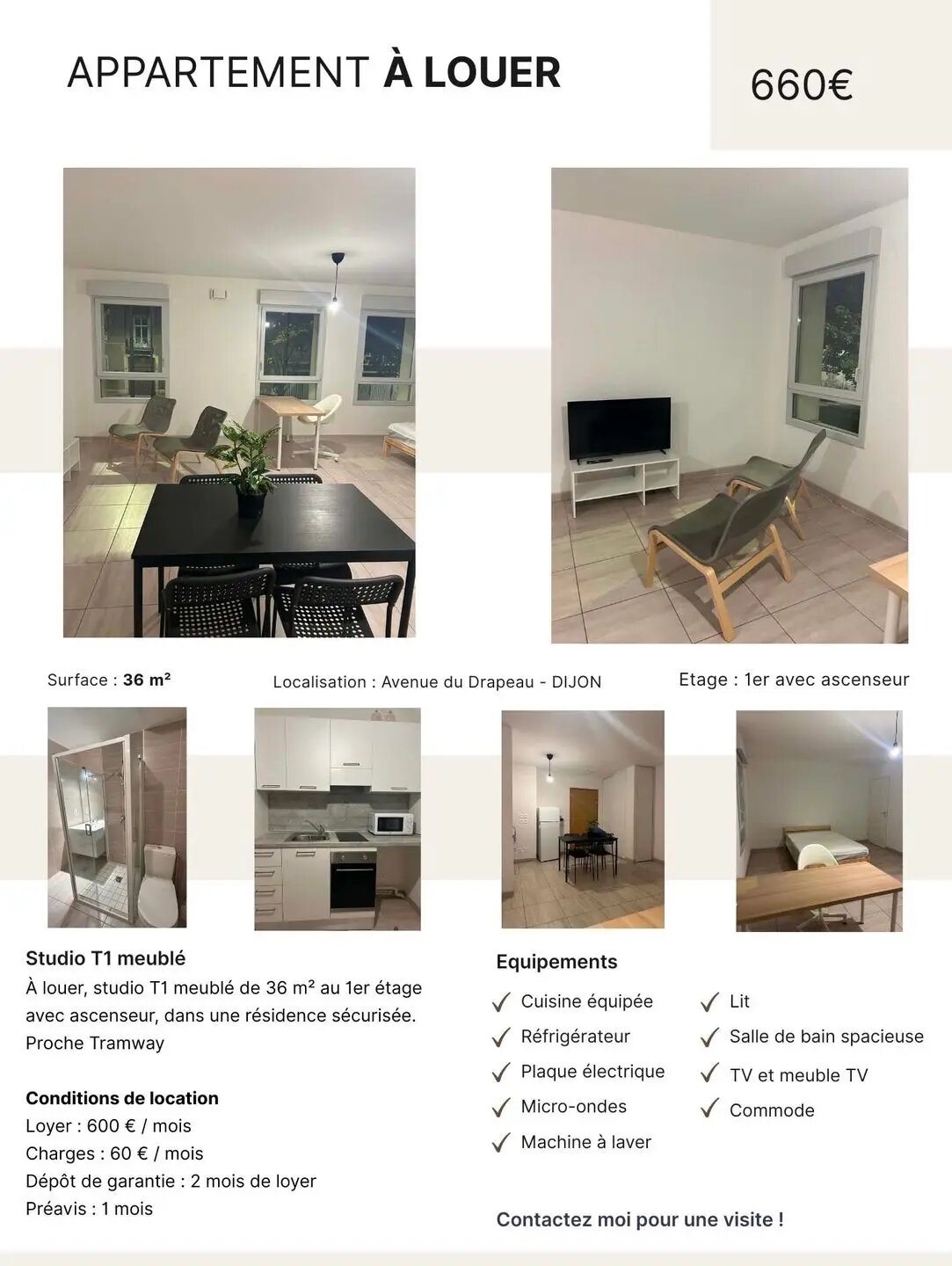 Appartement à louer, 36m², Dijon