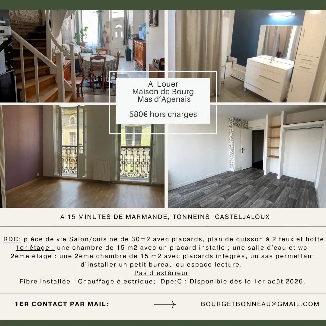 Maison à louer, 75m², Le Mas-d'Agenais