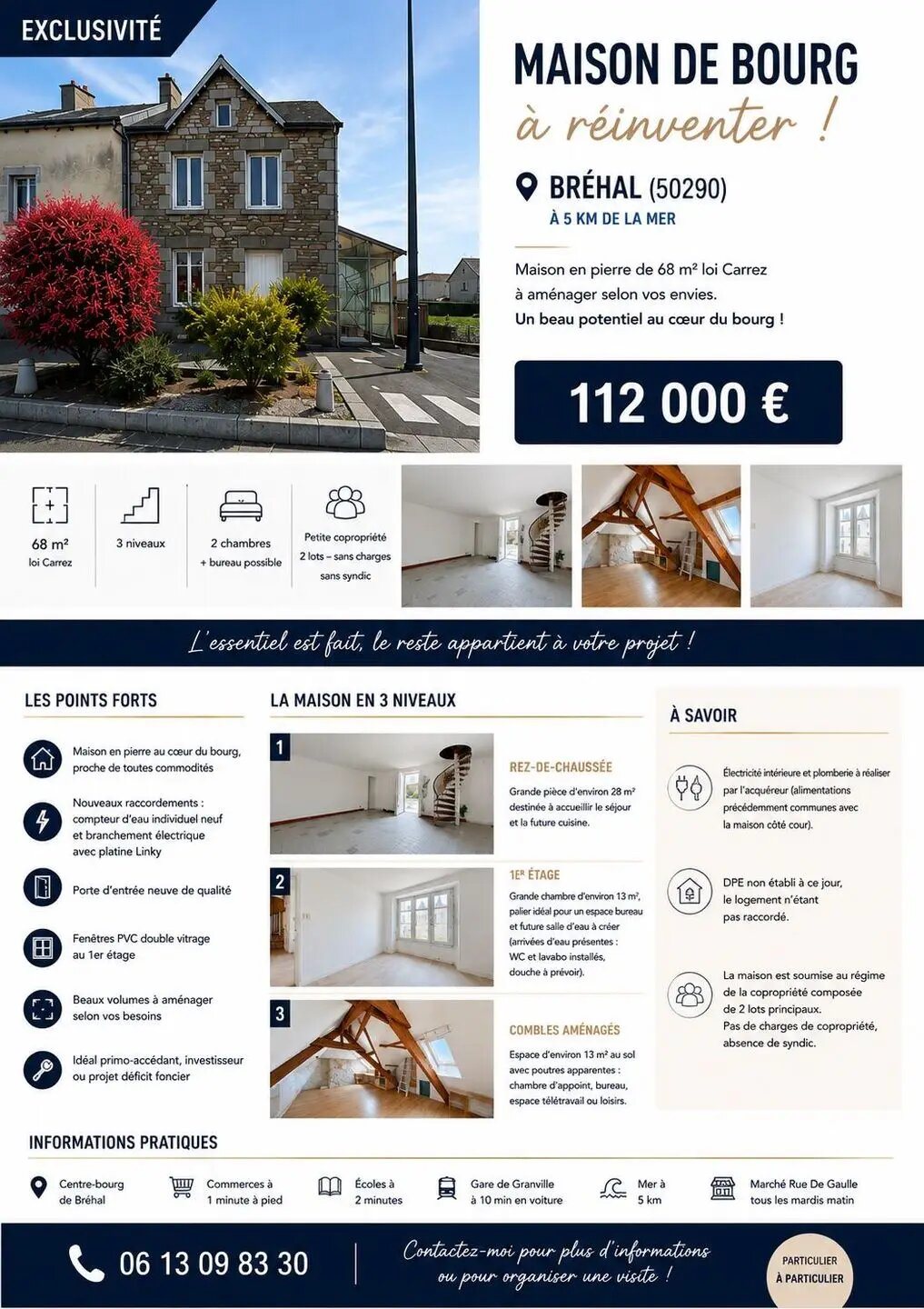Maison à vendre, 68m², Bréhal