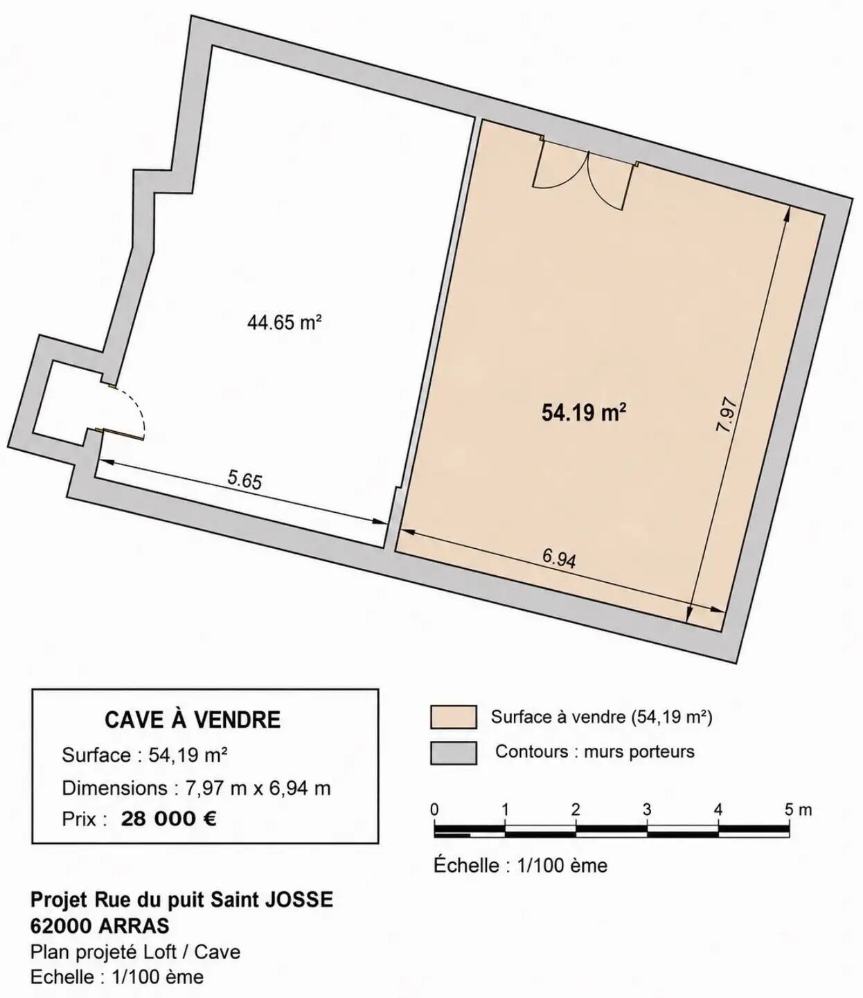 Appartement à vendre, 54m², Arras