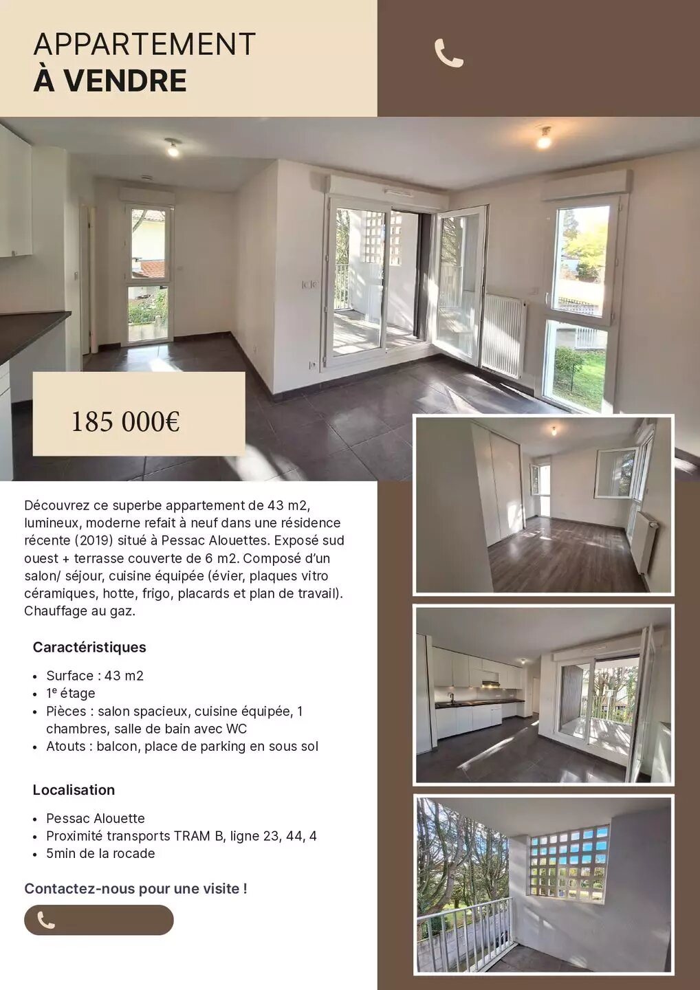 Appartement à vendre, 43m², Pessac