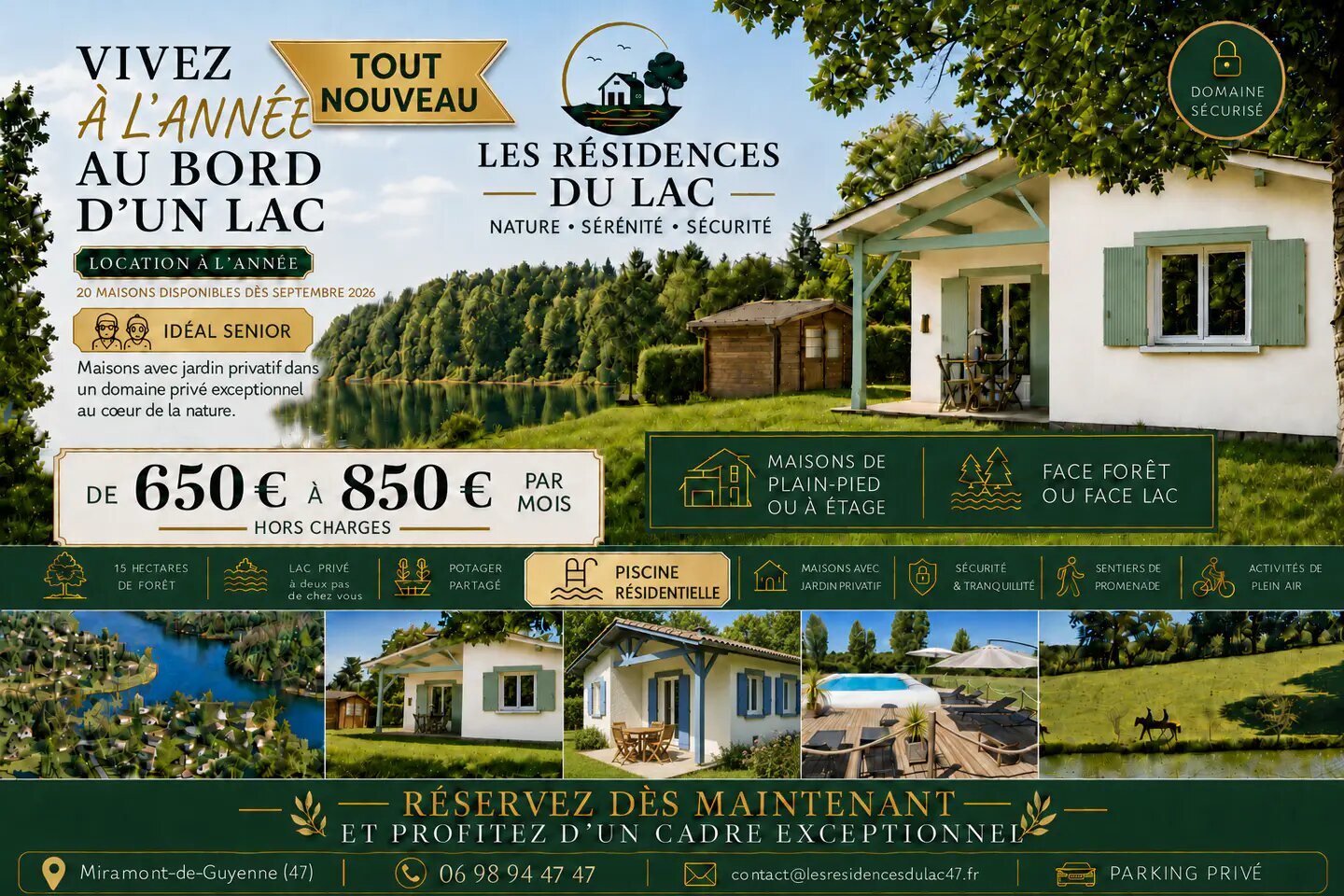 Maison à louer, 70m², Miramont-de-Guyenne