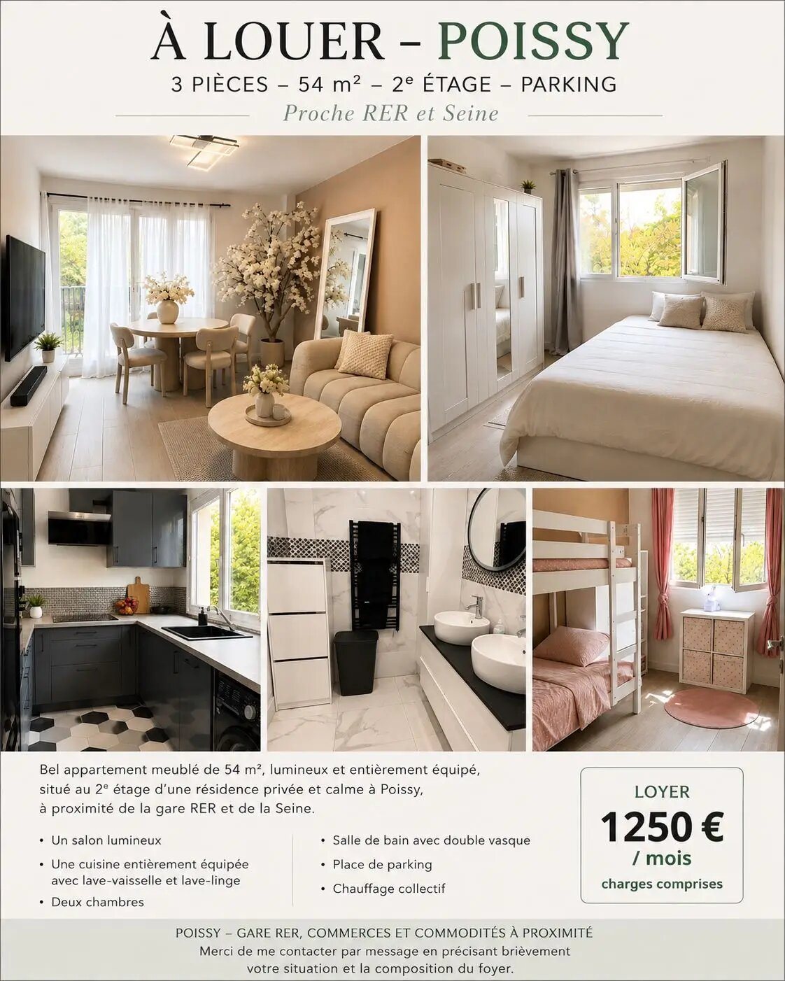Appartement à louer, 54m², Poissy