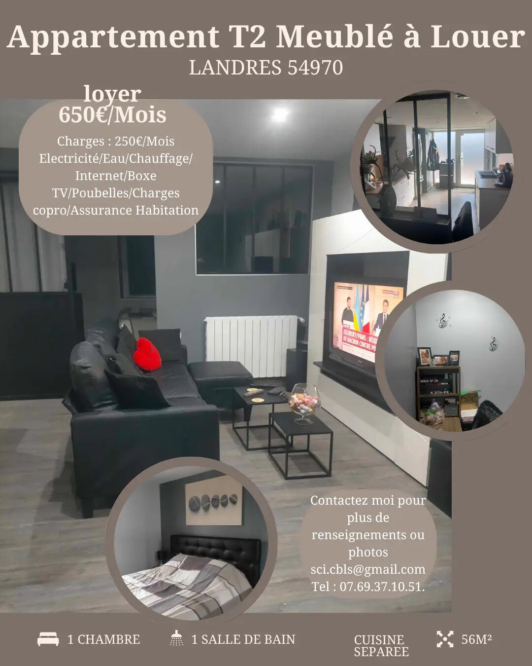 Appartement à louer, 56m², Landres