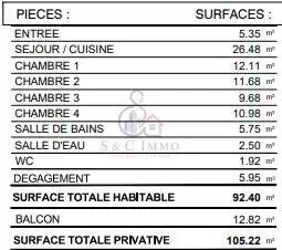 Appartement à vendre, 92m², Bussy-Saint-Georges