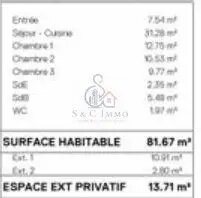Appartement à vendre, 81m², Châtillon
