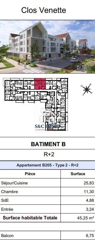 Appartement à vendre, 45m², Venette