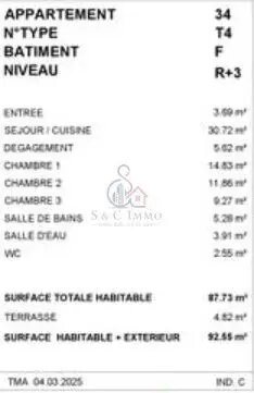 Appartement à vendre, 87m², Puteaux