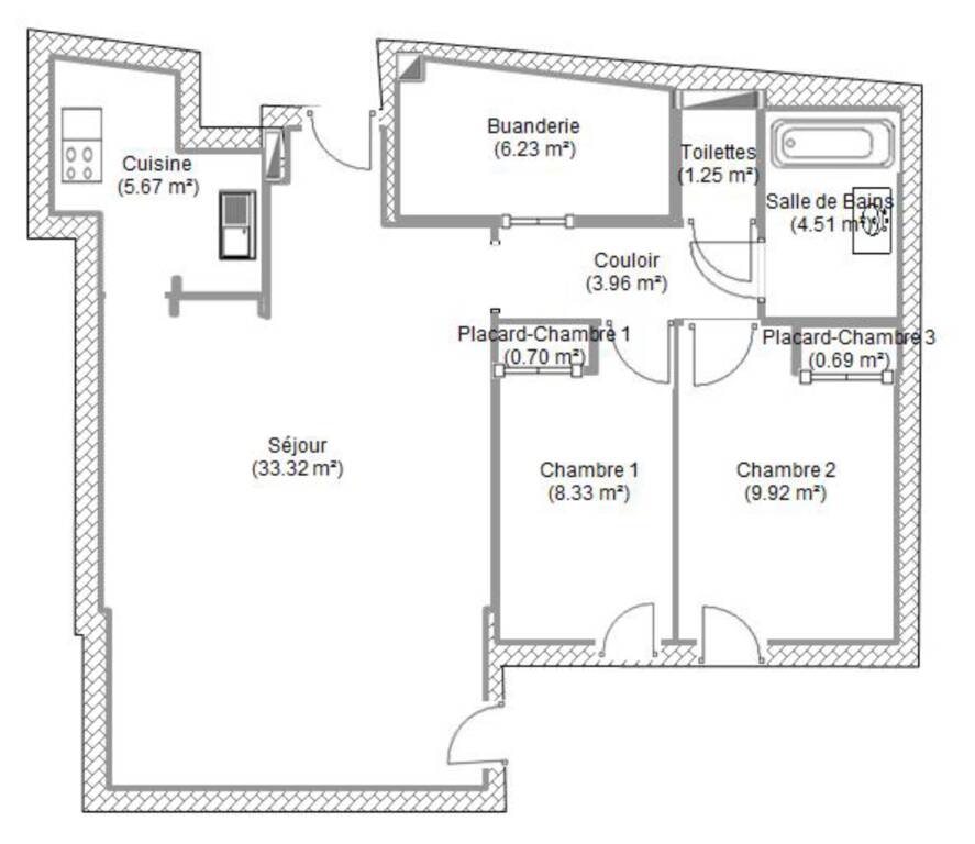 Appartement à vendre, 74m², Créteil