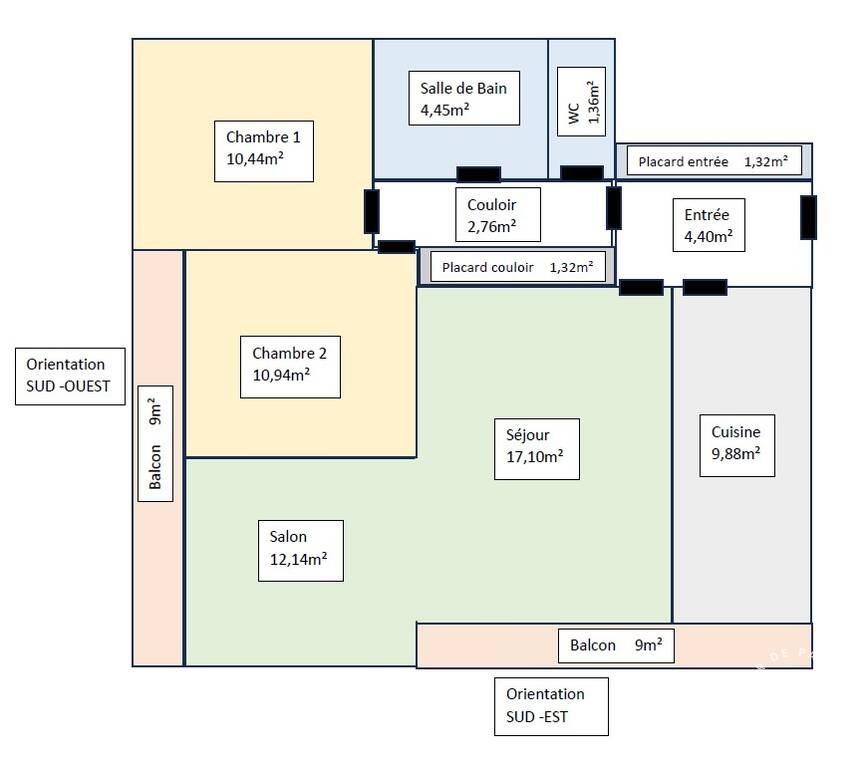 Appartement à louer, 76m², Evry