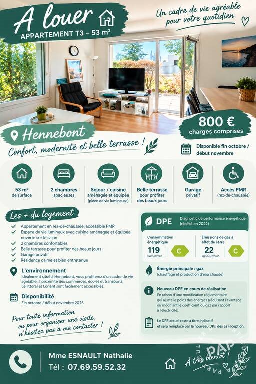 Appartement à louer, 53m², Kervignac