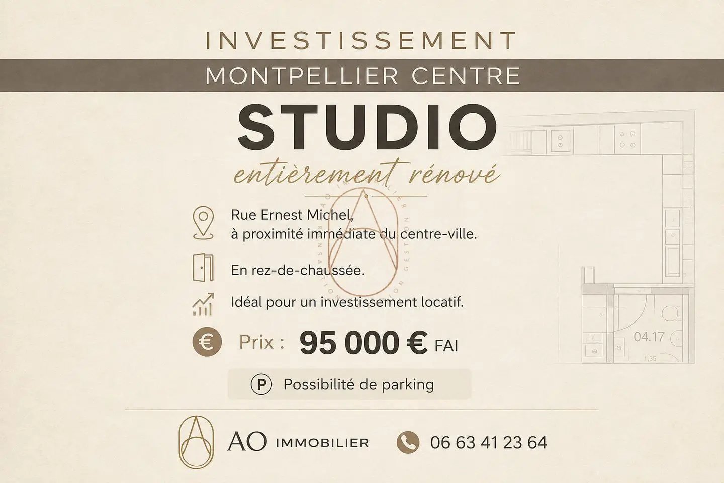 Appartement à vendre, 23m², Montpellier