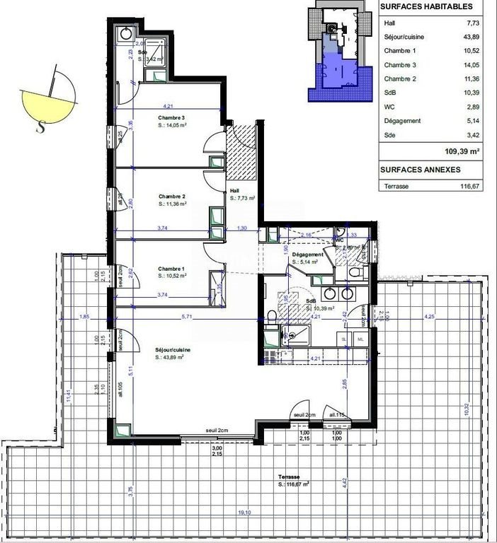 Appartement à vendre, 109m², Pfastatt
