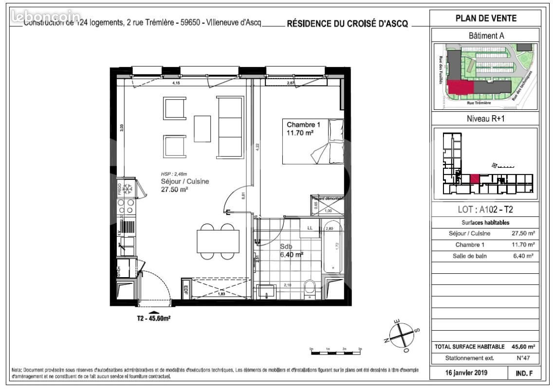 Appartement à louer, 45m², Villeneuve-d'Ascq
