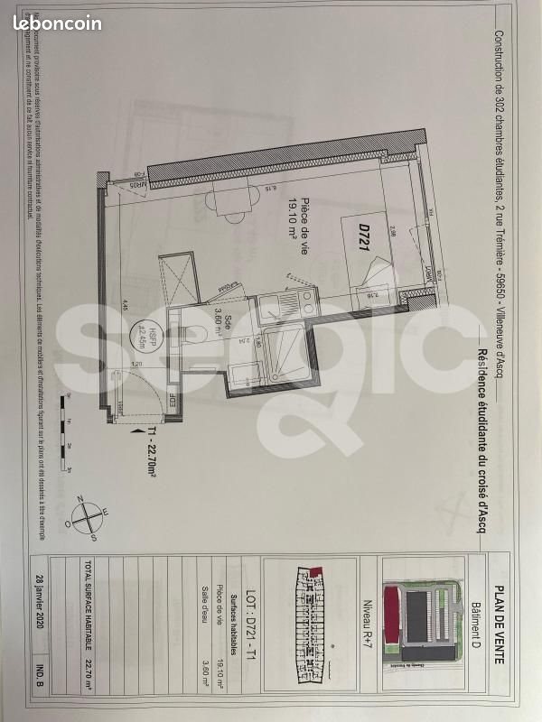Appartement à louer, 22m², Villeneuve-d'Ascq