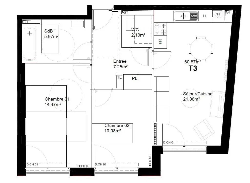 Appartement à vendre, 61m², Valenciennes